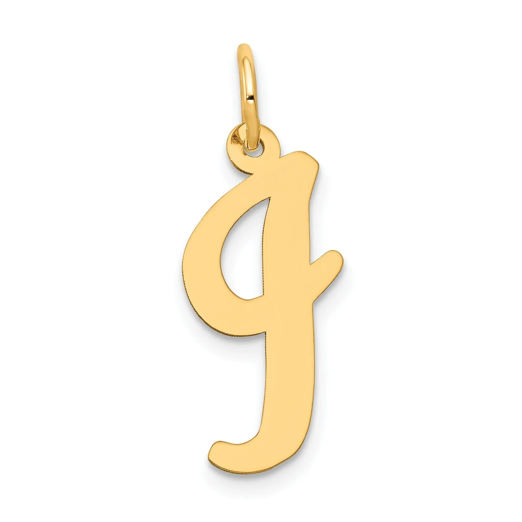 14K Yellow Gold Large Size Fancy Script Design Letter I Initial Pendant