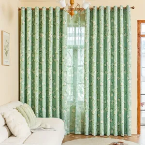 1PC Floral Print Semi Blackout Curtains For Living Room Thermal Insulated Room Darkening Vintage Curtains Grommet Top Pastoral Rustic Botanical Curtain Drapes For Window Treatment Panels Privacy Protect