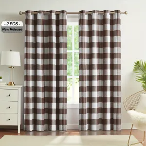 2 Panels Blackout Buffalo Check Plaid Curtains for Bedroom, Room Darkening Noise Reducing Thermal Insulated Grommet Drapes For Office, Living Room Home Decoration