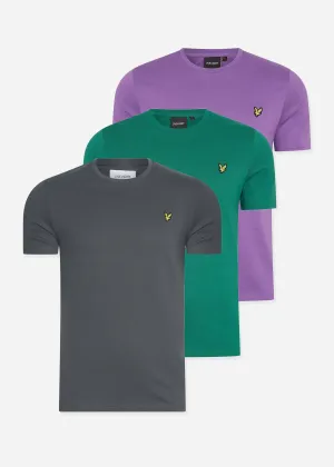 3 pack t-shirt - Gunmetal - Court Green - Card Purple