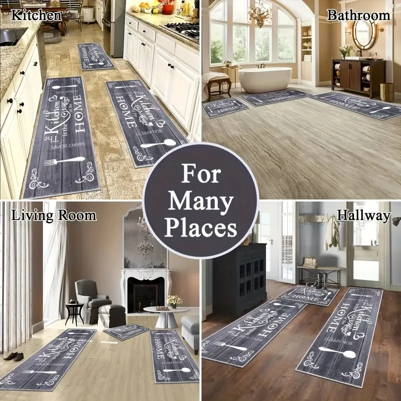 3-Piece Soft Boho Chic Kitchen Rug Set - Non-Slip, Stain and Water Resistant Kitchen Rugs - Machine Washable, Multi-Scene Suitable for Kitchen, Laundry Room, Hallway, and Living Room with Easy Maintenance and Long-Lasting Durability