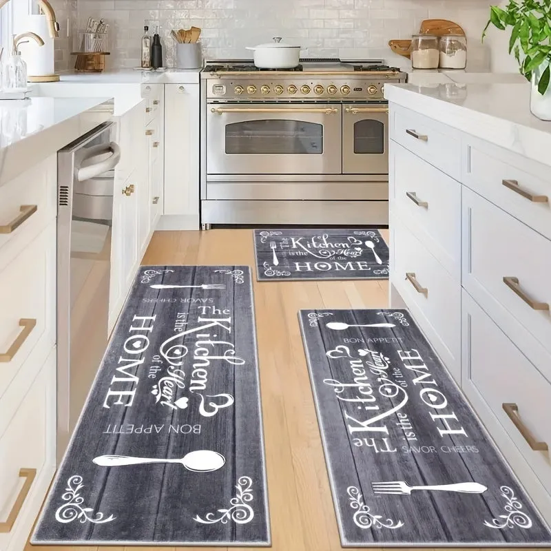 3-Piece Soft Boho Chic Kitchen Rug Set - Non-Slip, Stain and Water Resistant Kitchen Rugs - Machine Washable, Multi-Scene Suitable for Kitchen, Laundry Room, Hallway, and Living Room with Easy Maintenance and Long-Lasting Durability