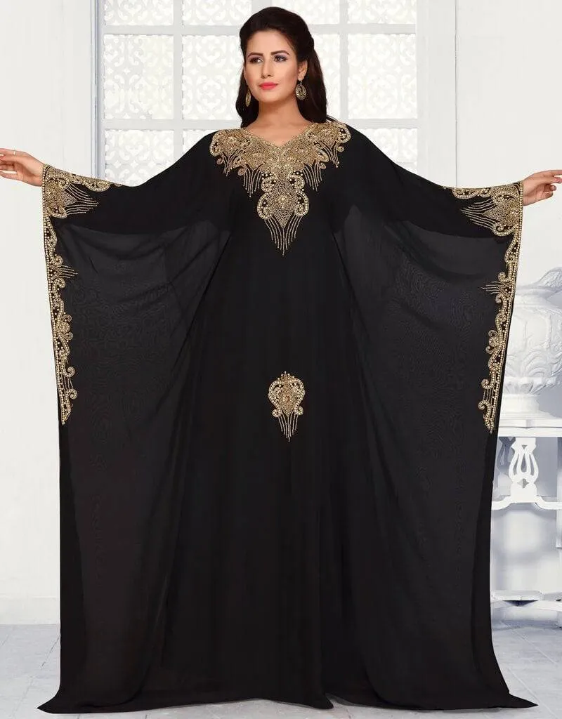 Abaya with gold embroidery