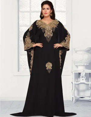 Abaya with gold embroidery