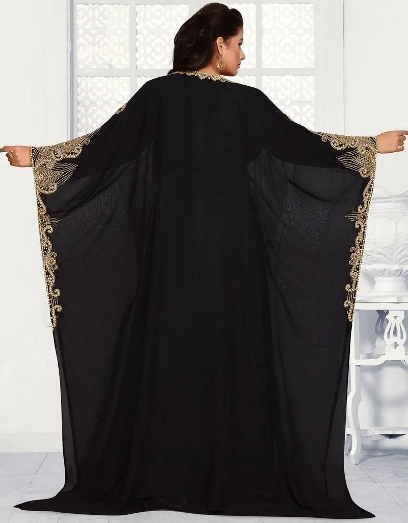 Abaya with gold embroidery