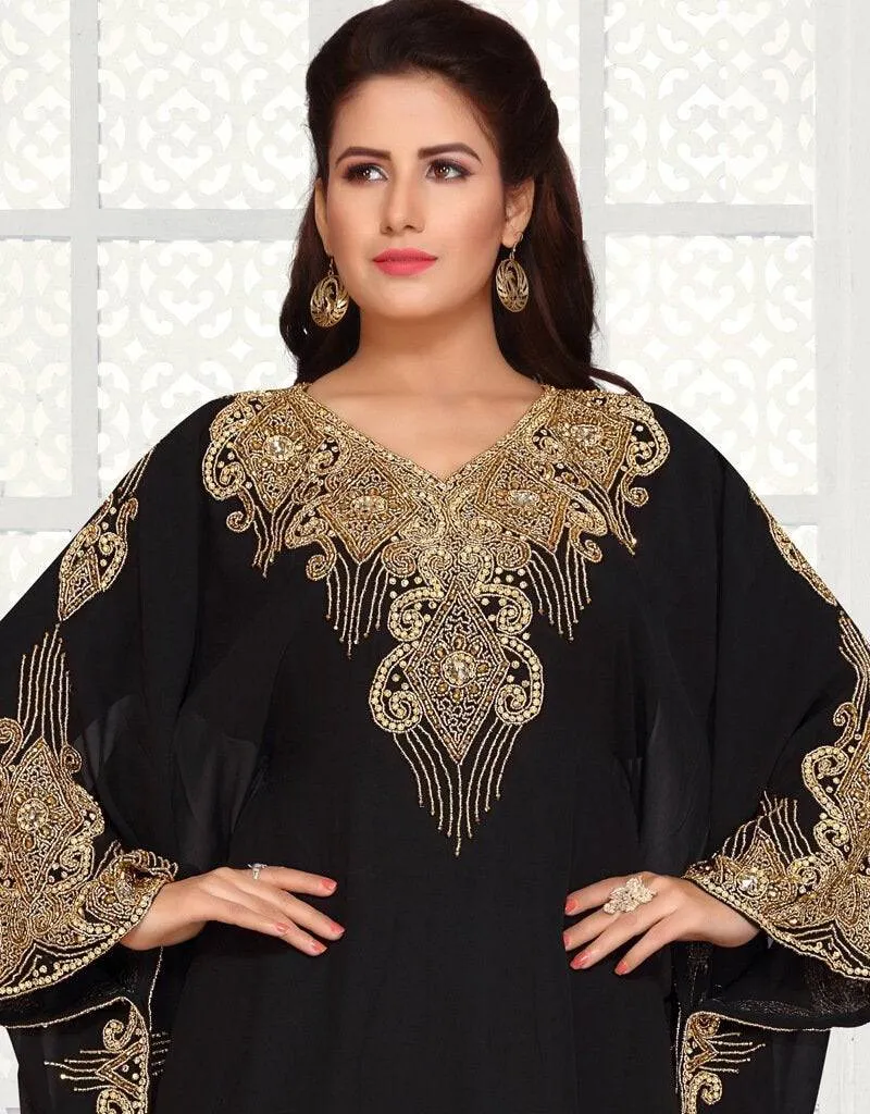 Abaya with gold embroidery