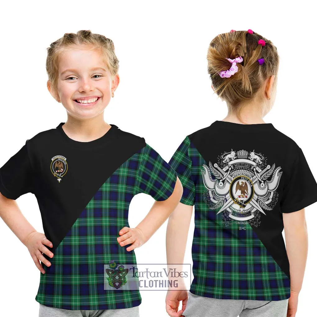 Abercrombie Tartan Kid T-Shirt with Family Crest and Military Logo Style