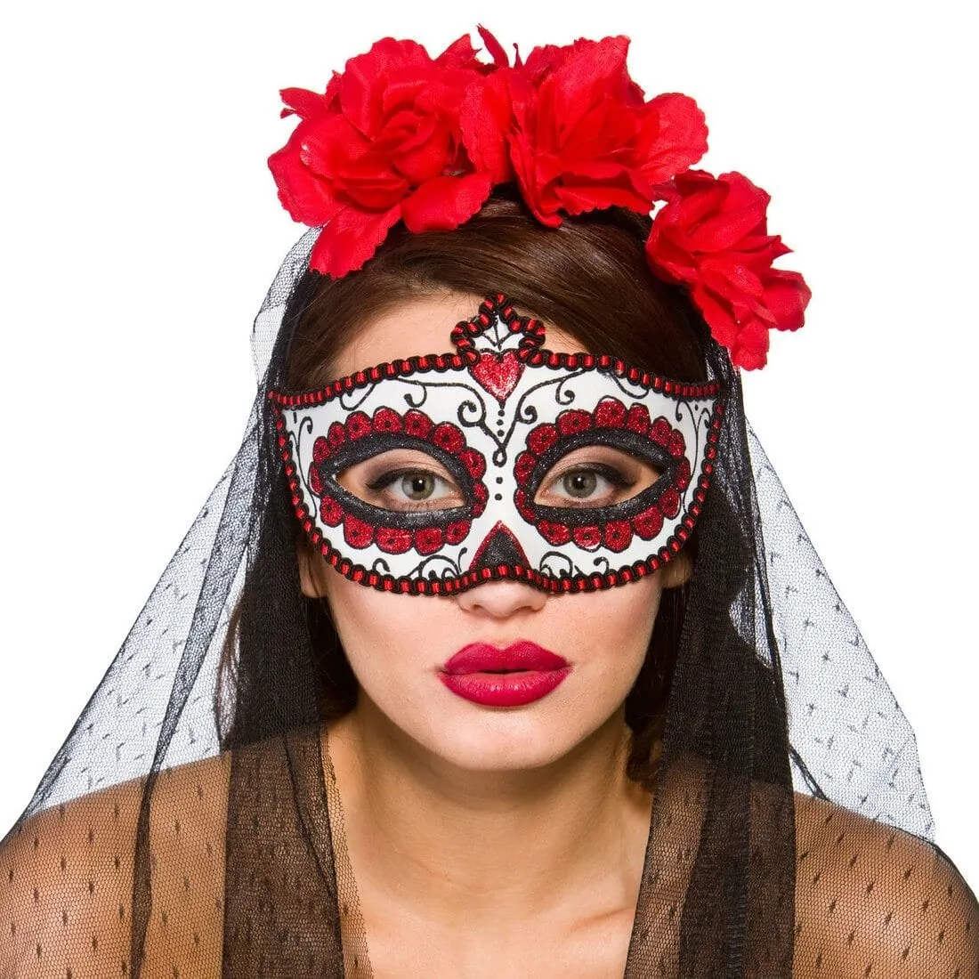 Adults Day Of The Dead Eye Mask Fancy Dress Accessory