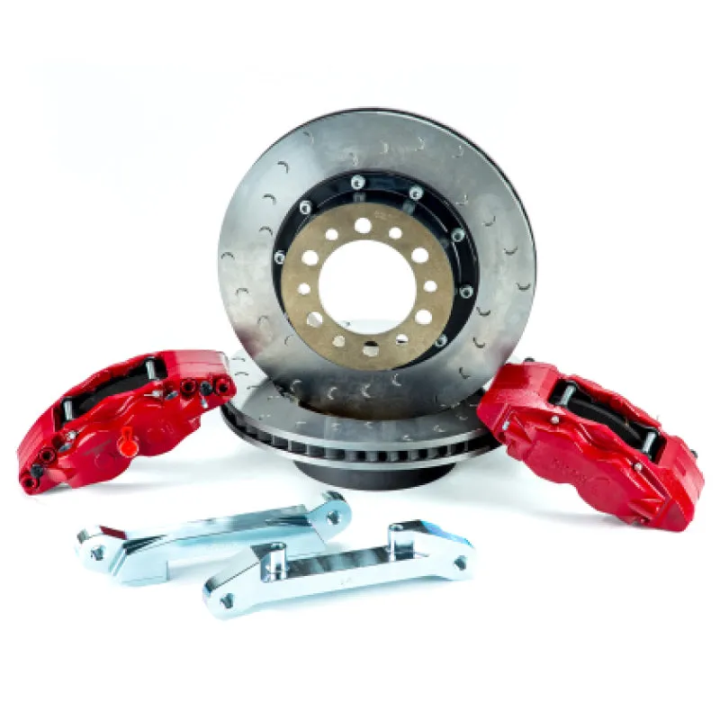 Alcon 07  Jeep JK w/ 5x5.5in Hub 357x32mm Rotor 4-Piston Red Calipers Front Brake Upgrade Kit