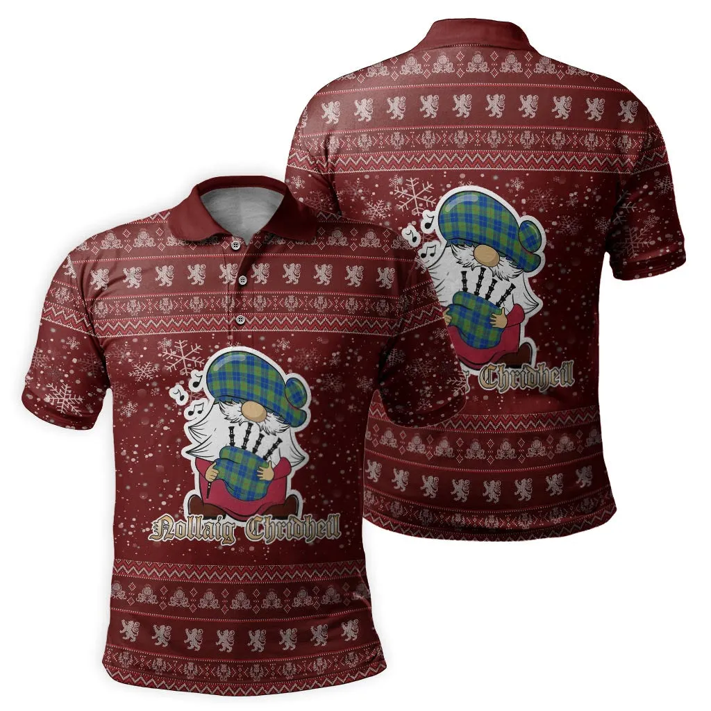 Barclay Hunting Ancient Clan Christmas Family Polo Shirt with Funny Gnome Playing Bagpipes