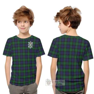 Black Watch Tartan Kid T-Shirt with Family Crest