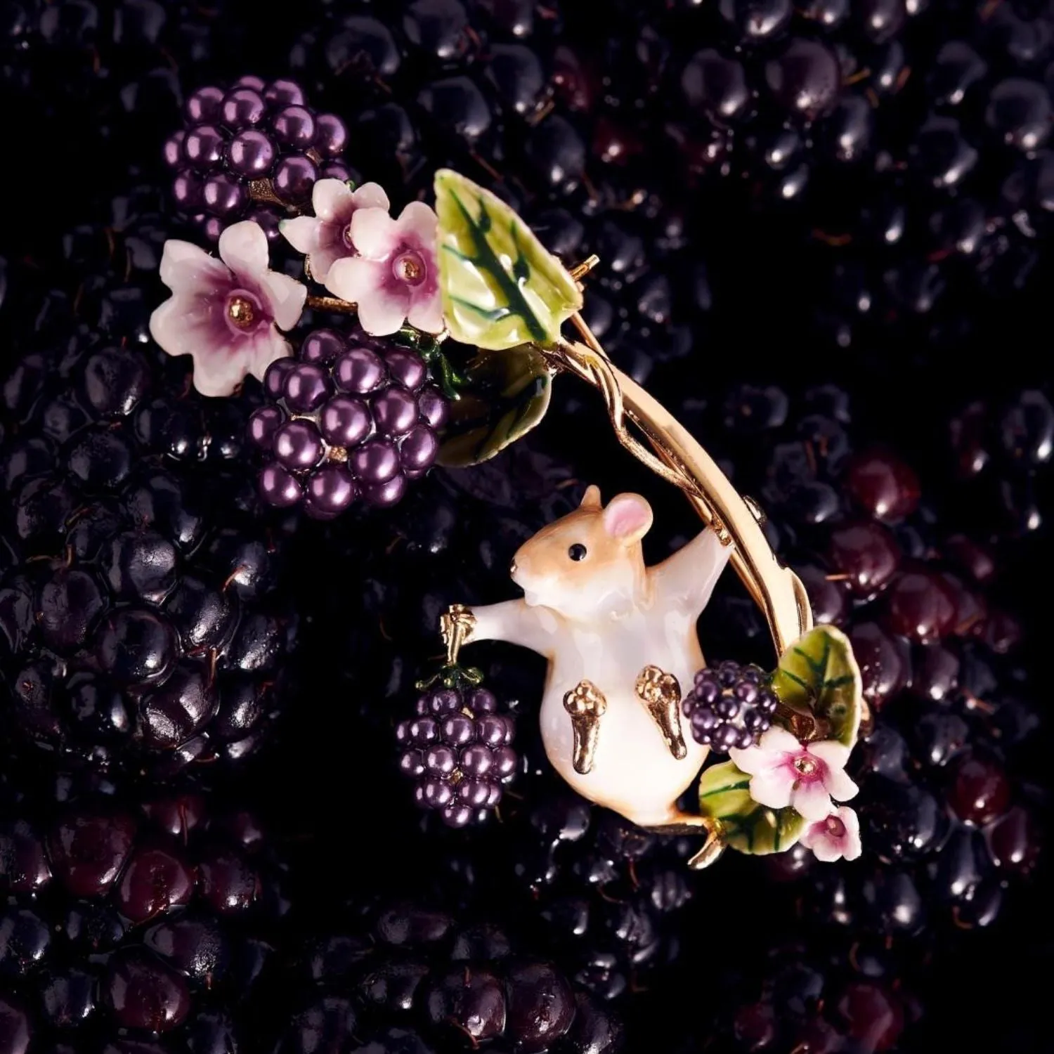 Blackberry & Mouse Brooch - Preorder