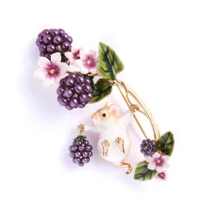 Blackberry & Mouse Brooch - Preorder