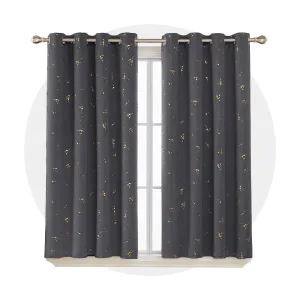 Blackout Curtain Foil Printed Constellation Pattern Curtains Grommet Light Blocking Room Darkening Thermal Insulated Window Drapes Bedroom Living Room 2 Panel