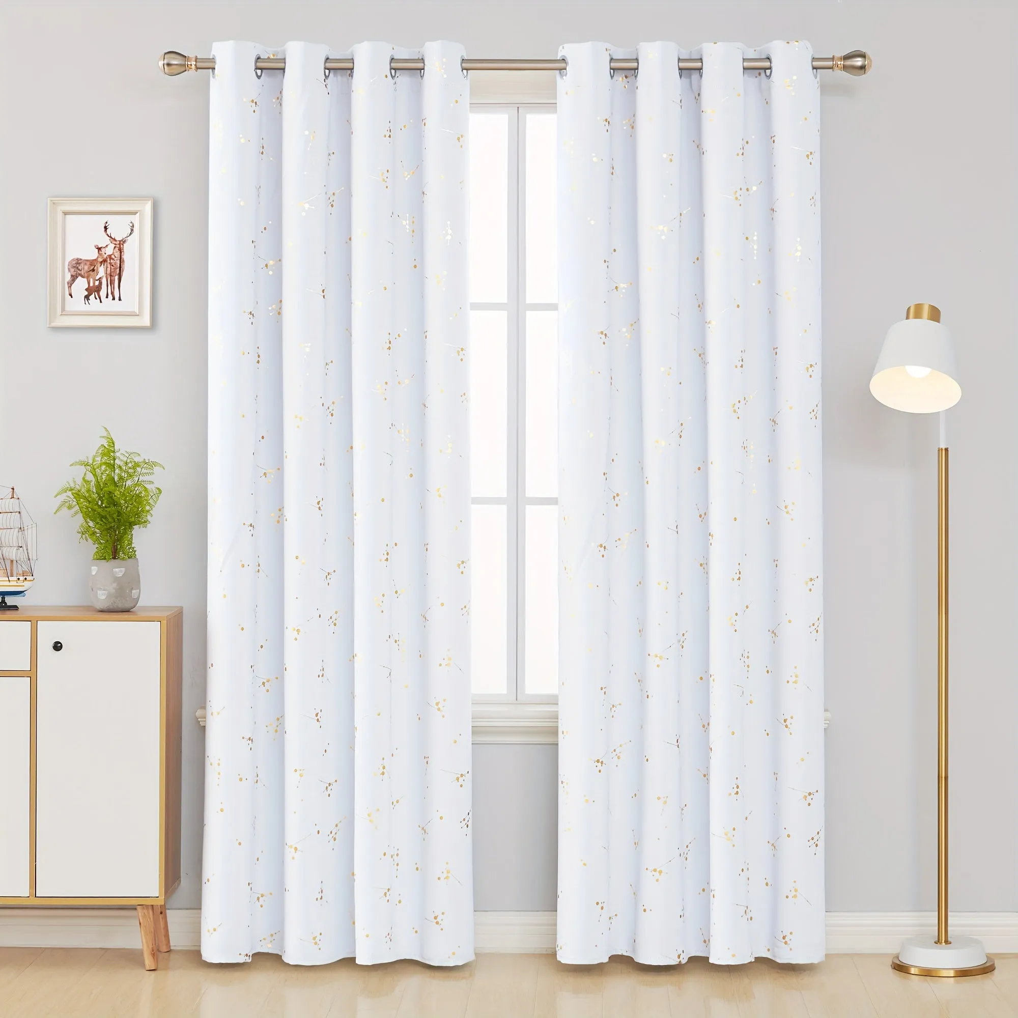 Blackout Curtain Foil Printed Constellation Pattern Curtains Grommet Light Blocking Room Darkening Thermal Insulated Window Drapes Bedroom Living Room 2 Panel