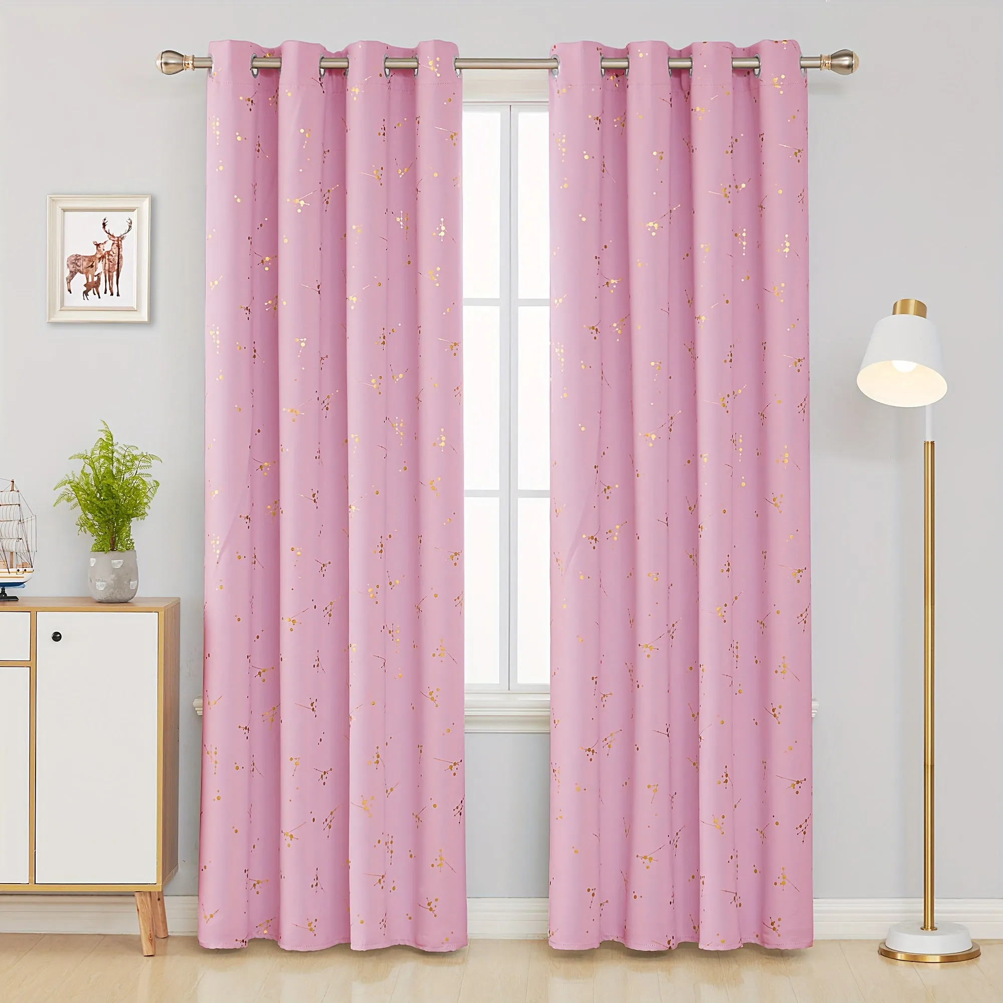 Blackout Curtain Foil Printed Constellation Pattern Curtains Grommet Light Blocking Room Darkening Thermal Insulated Window Drapes Bedroom Living Room 2 Panel