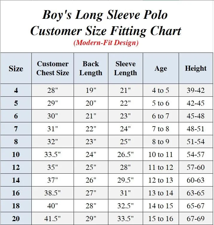 Boy's (3-PACK) Long Sleeve Pique Polo Shirt - (Sizes 4-20)