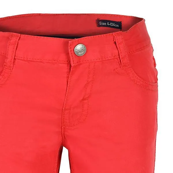 BOYS BASIC 5 POCKETS  RED TWILL SHORTS