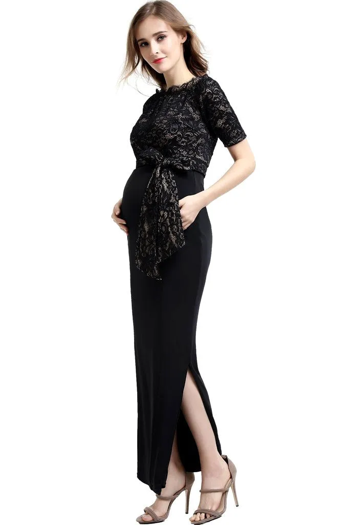 Bridget Lace Off Shoulder Maxi Maternity Dress