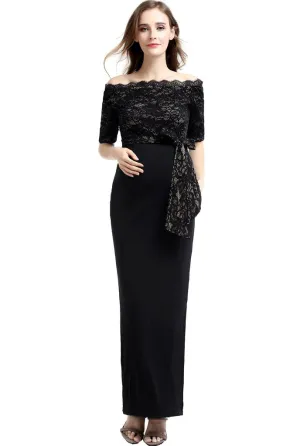 Bridget Lace Off Shoulder Maxi Maternity Dress