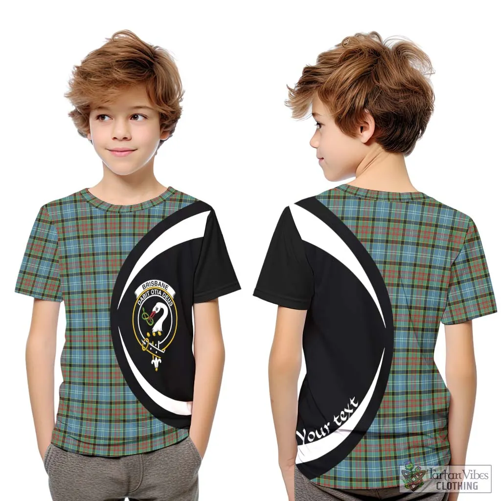 Brisbane Tartan Kid T-Shirt with Family Crest Circle Style