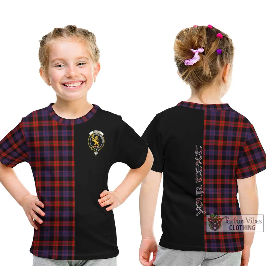 Broun Modern Tartan Kid T-Shirt with Family Crest and Half Of Me Style