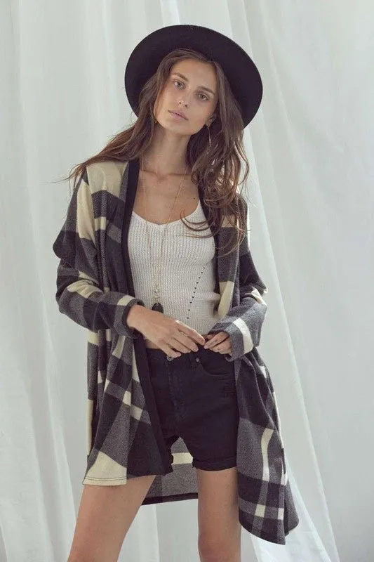 CHECKER PRINT CARDIGAN * Online Only*