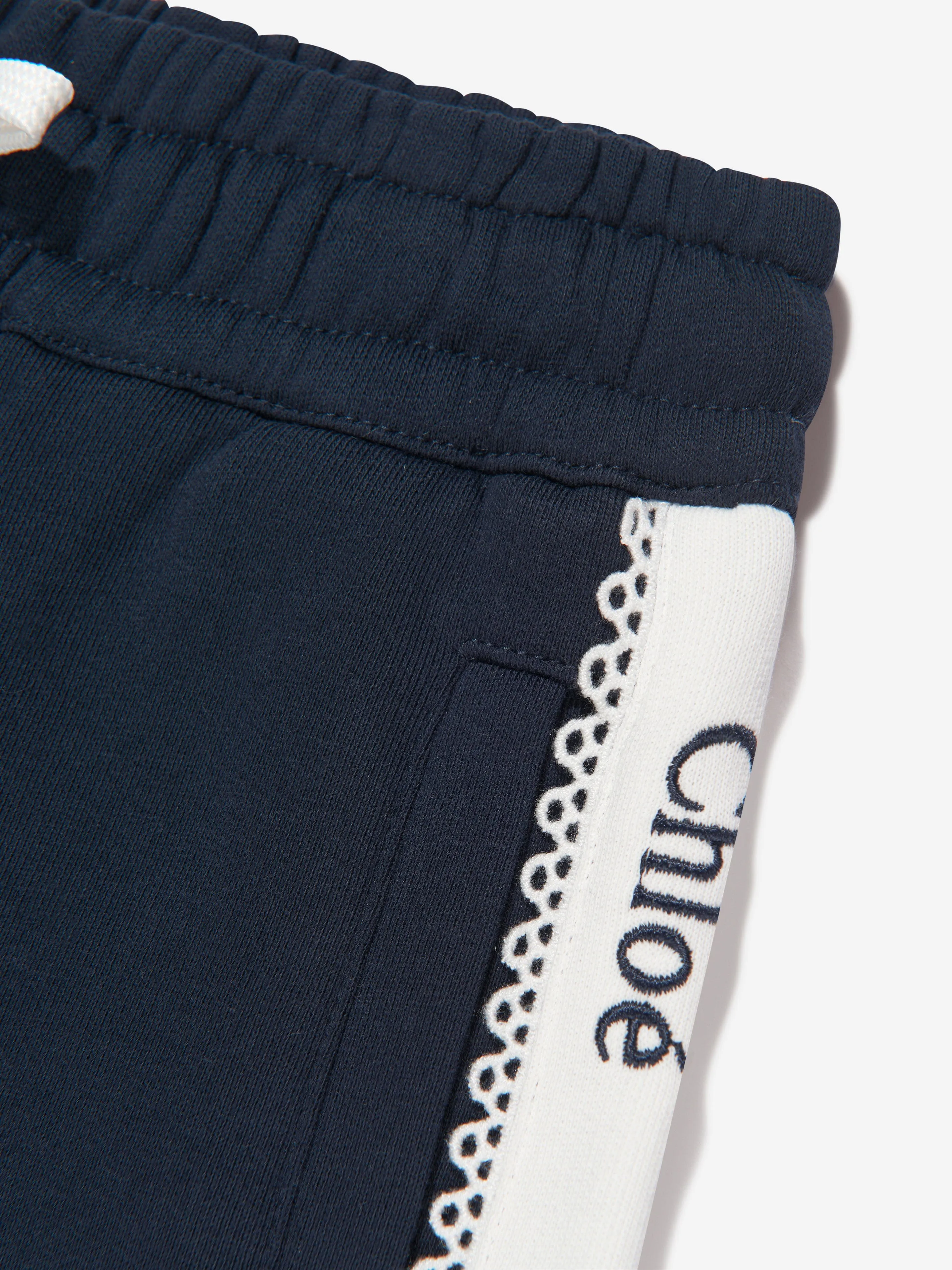 Chloé Girls Organic Cotton Fleece Shorts in Navy