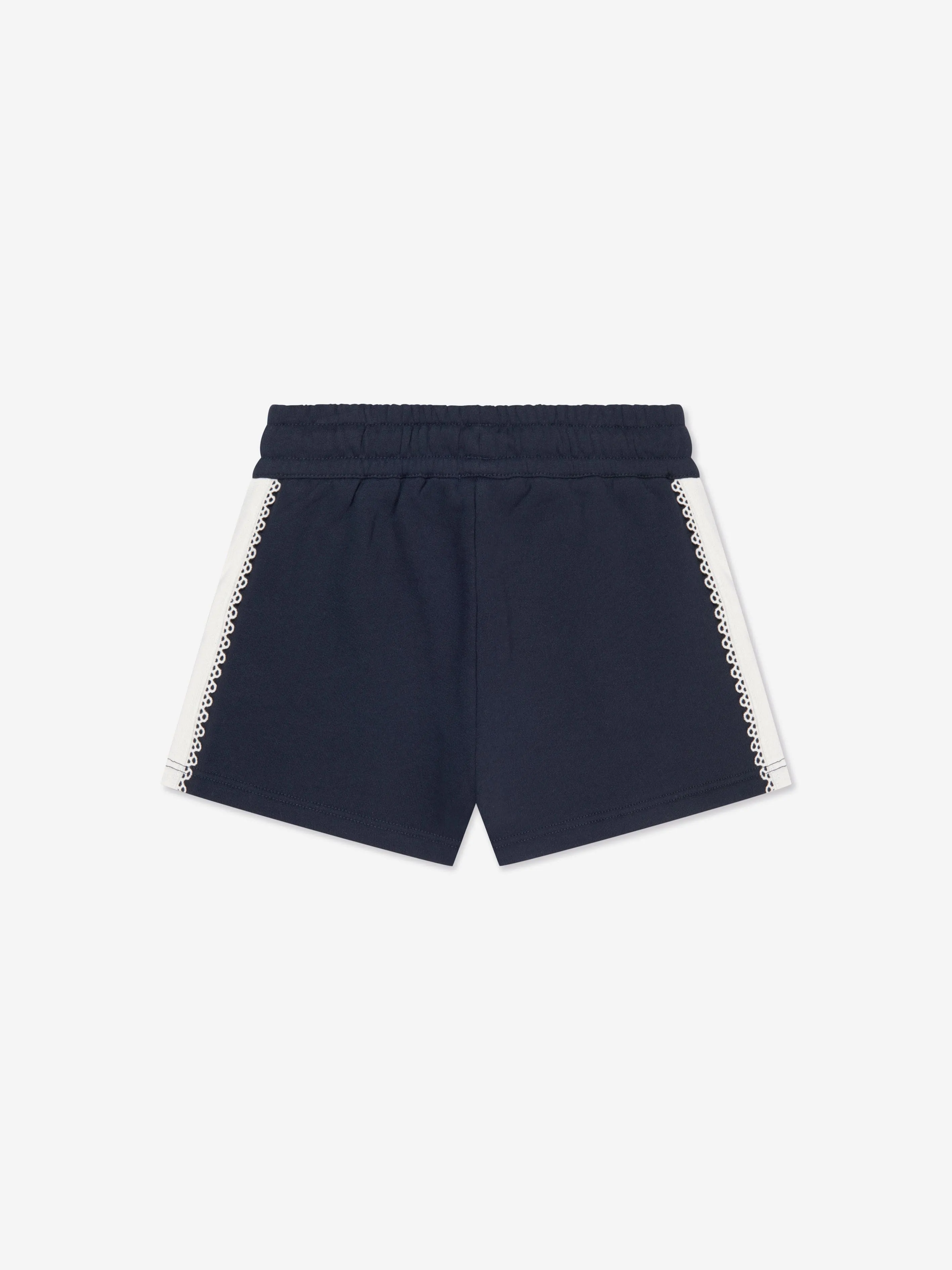 Chloé Girls Organic Cotton Fleece Shorts in Navy