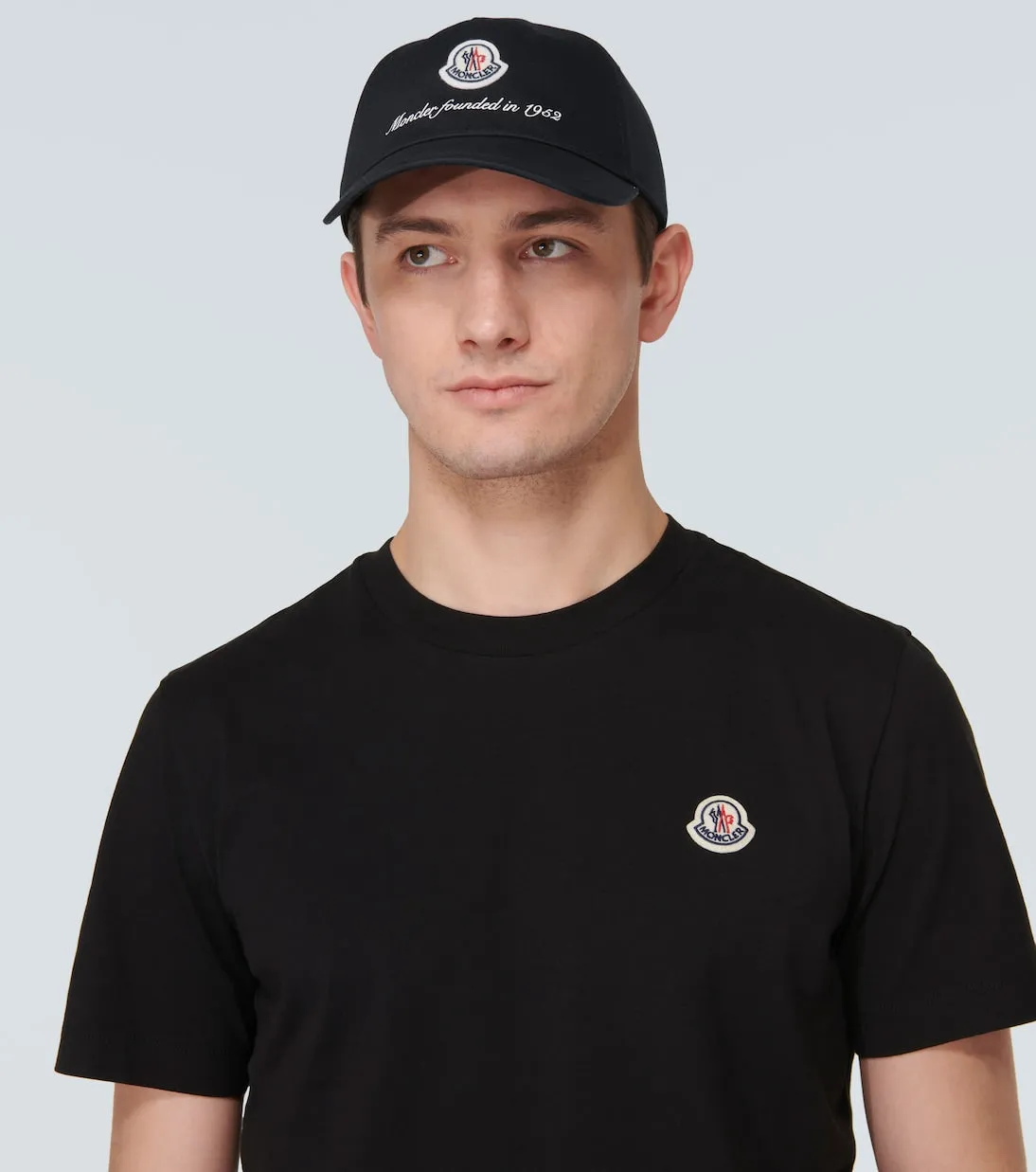 Cotton baseball cap with Moncler logo, black