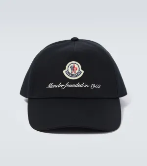 Cotton baseball cap with Moncler logo, black