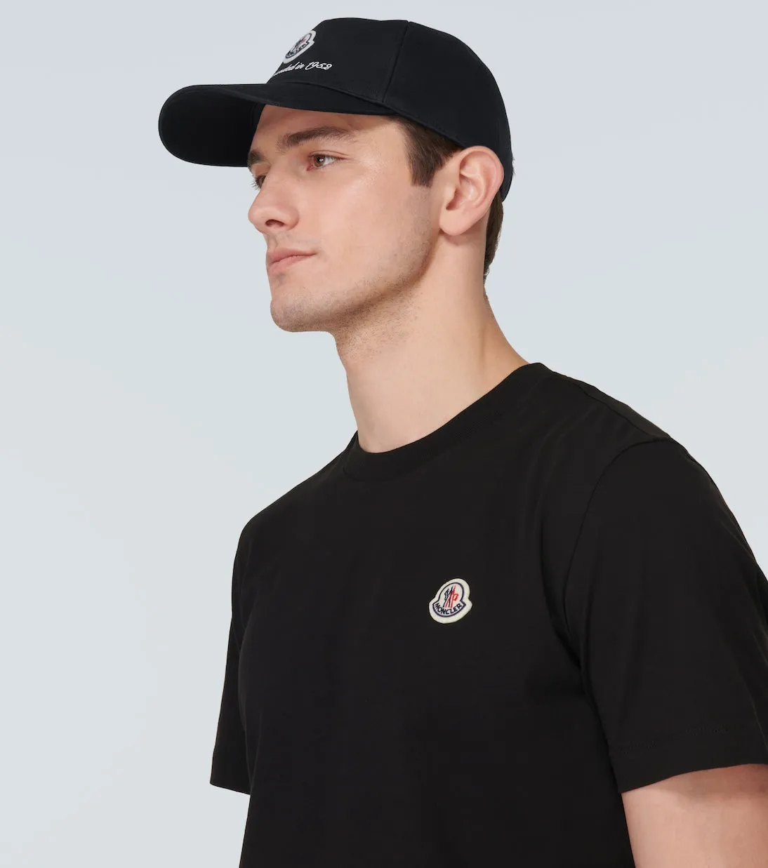 Cotton baseball cap with Moncler logo, black