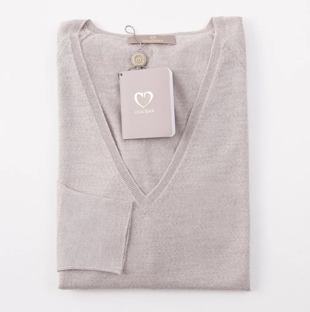 Cruciani Beige Wool-Silk-Cashmere Sweater