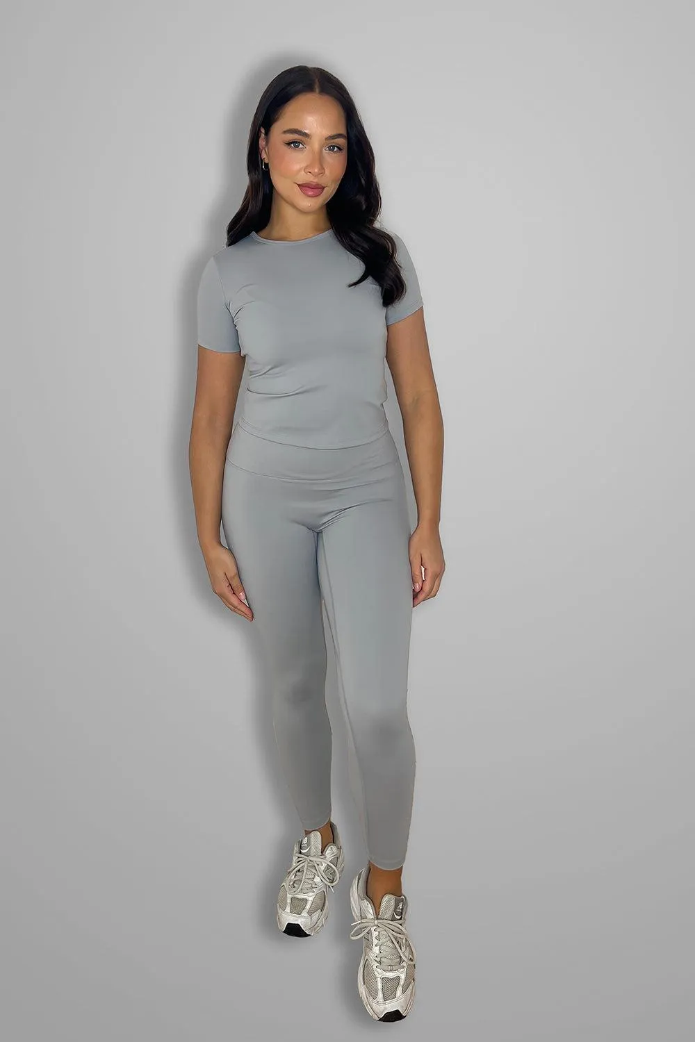 Cup Sleeve Top And Leggings Activewear Set