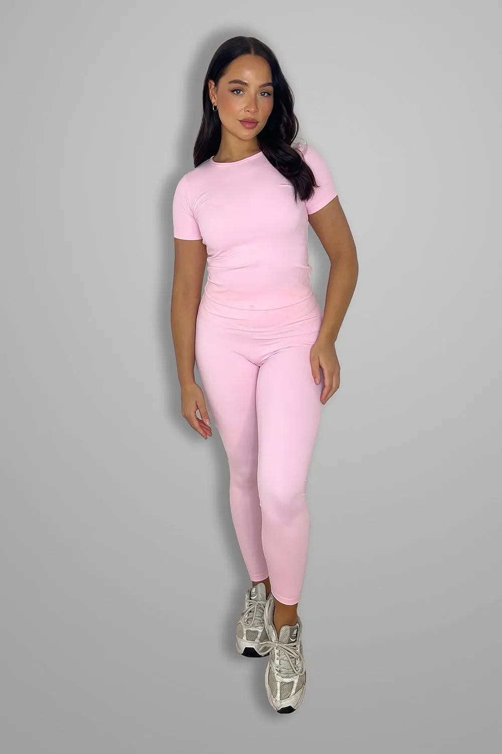 Cup Sleeve Top And Leggings Activewear Set