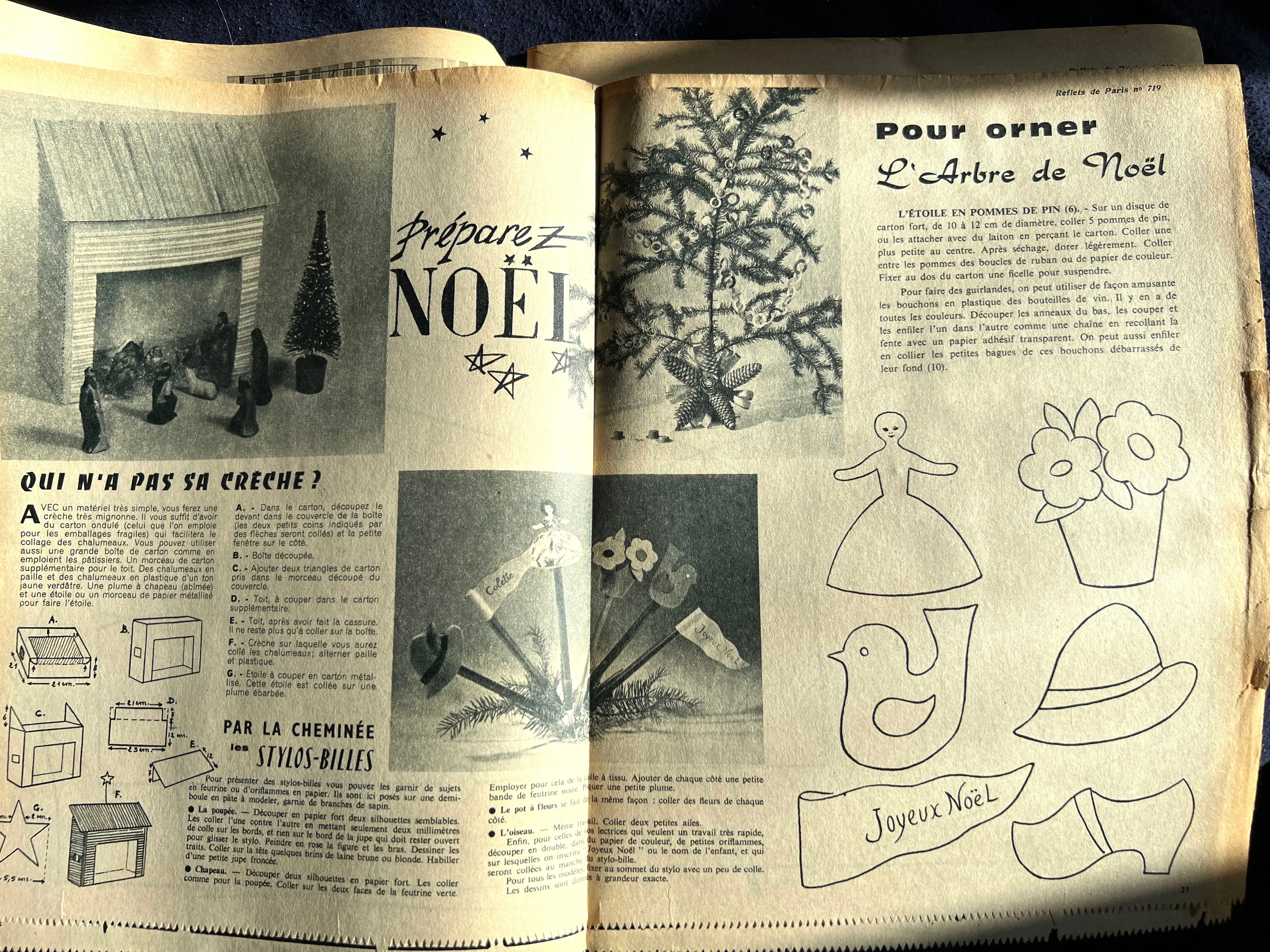 December 1960 French Reflets de Paris with Christmas Crafts and Dress Pattern