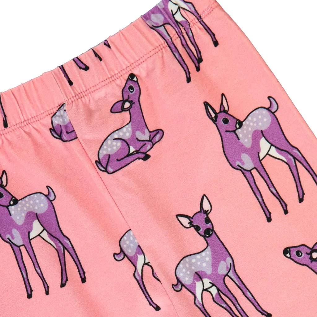 Deer Leggings in Bridal Rose