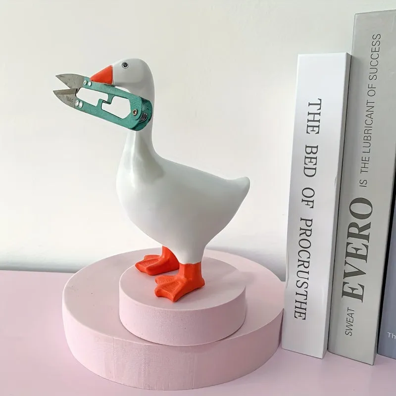 Duck Storage Creative DIY, Magnetic Stone Simulation Goose Resin Crafts Ornaments, Cute Animals,  Living Room Entrance, Bookshelf, Wine Cabinet, TV Cabinet Decoration