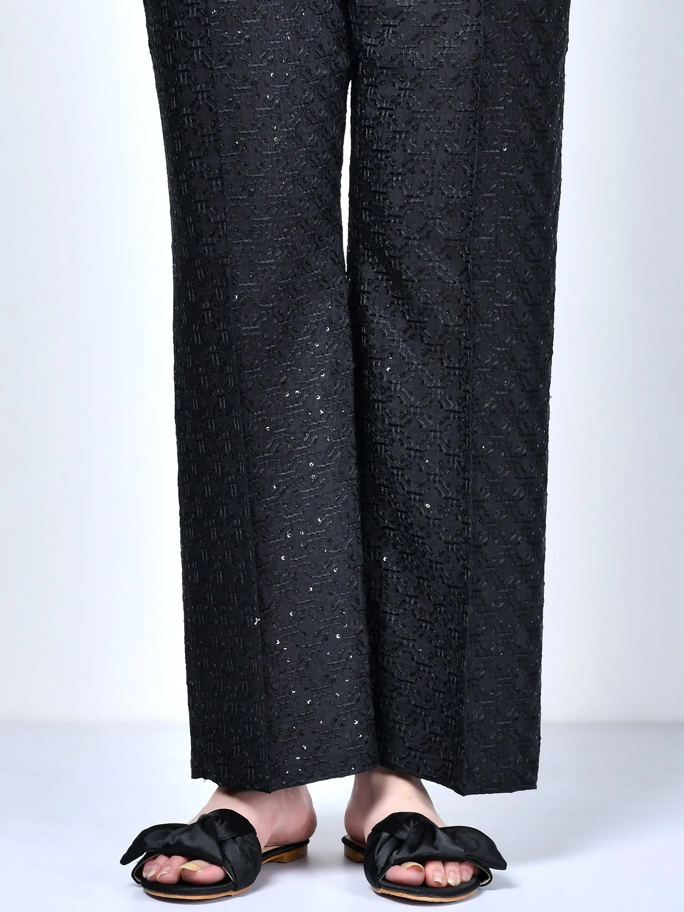 Embroidered Silk Pants