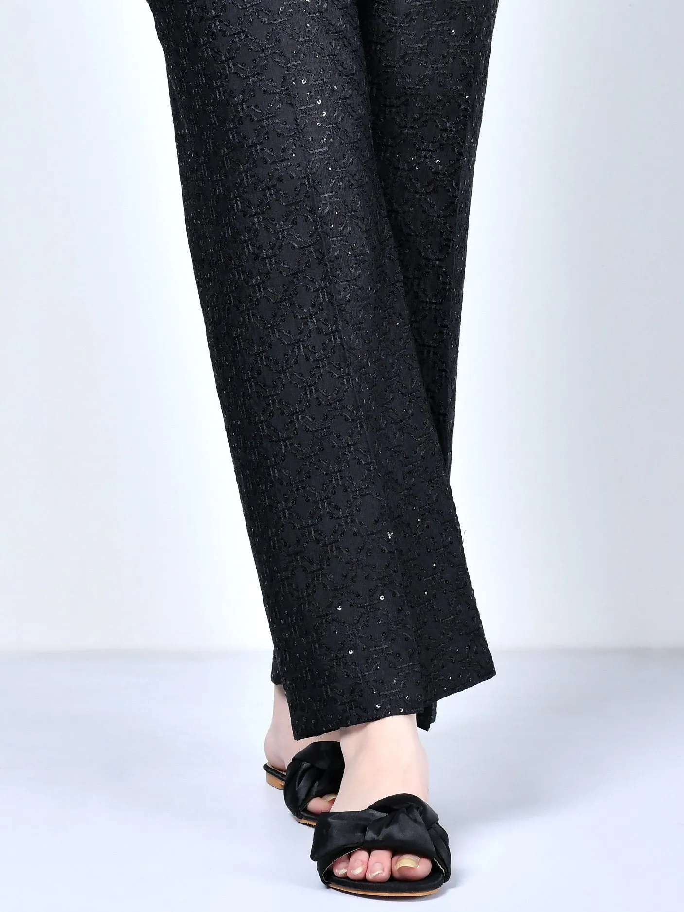 Embroidered Silk Pants