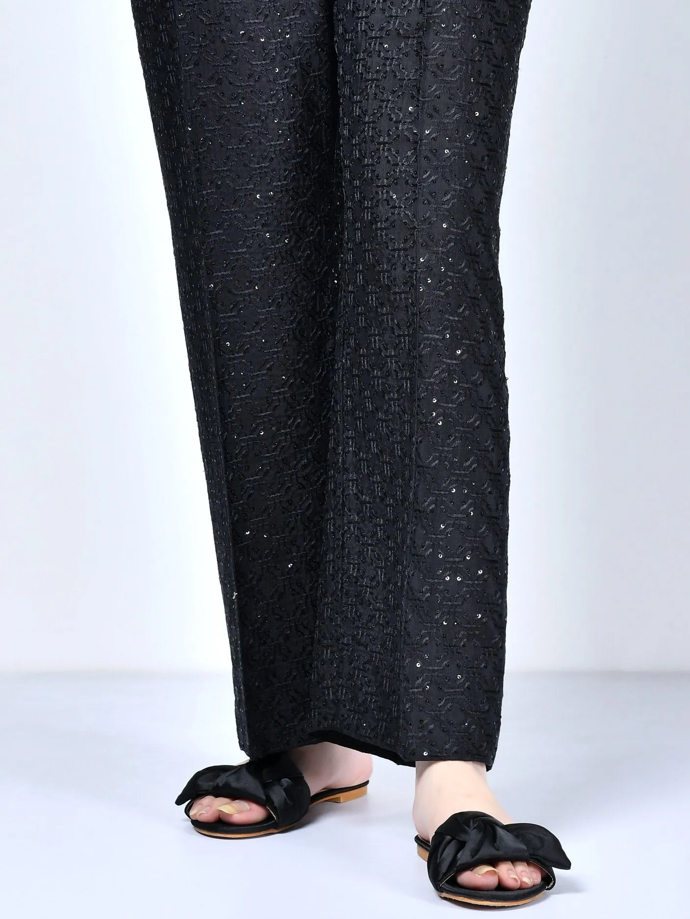 Embroidered Silk Pants