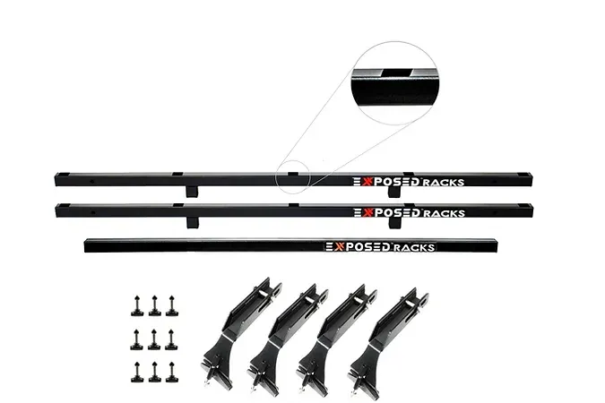 Exposed Racks 9707 Black No Drill Click-In Hard Top Roof Rack For Jeep Wrangler JKU