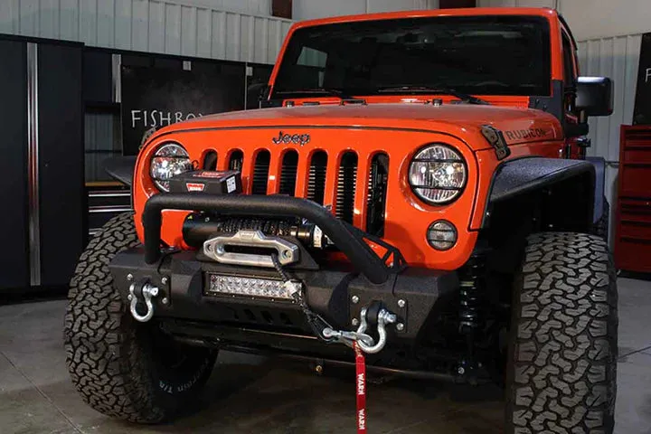 Fishbone Front Stubby Winch Bumper with Tube Guard for Jeep Wrangler JK