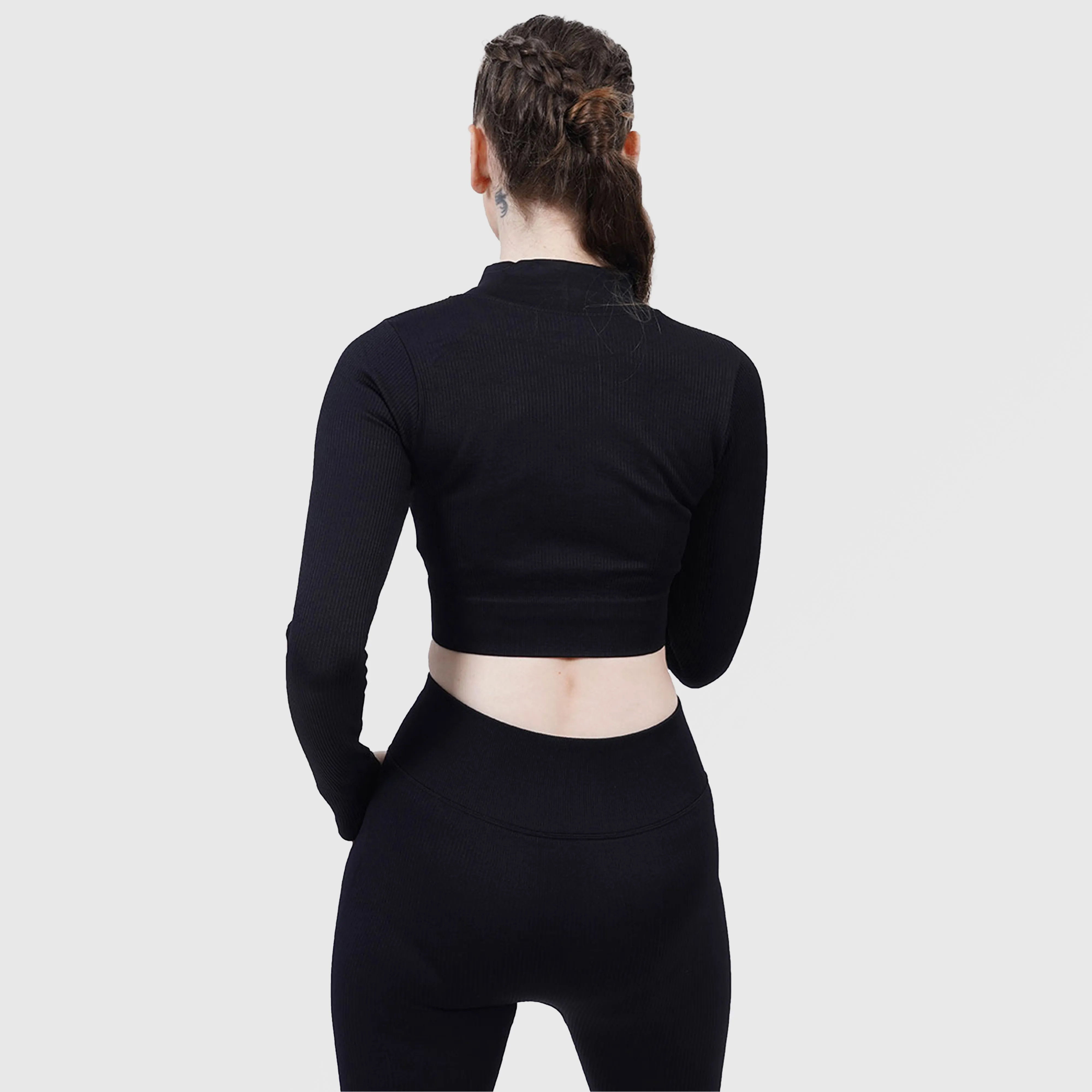 Fitness Ribbed Crop Top (Black)