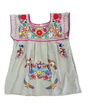 Flora Embroidered Sleeveless Blouse Khaki