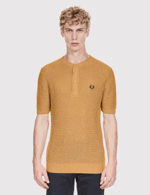 Fred Perry Knitted Button Neck Shirt - 1964 Gold