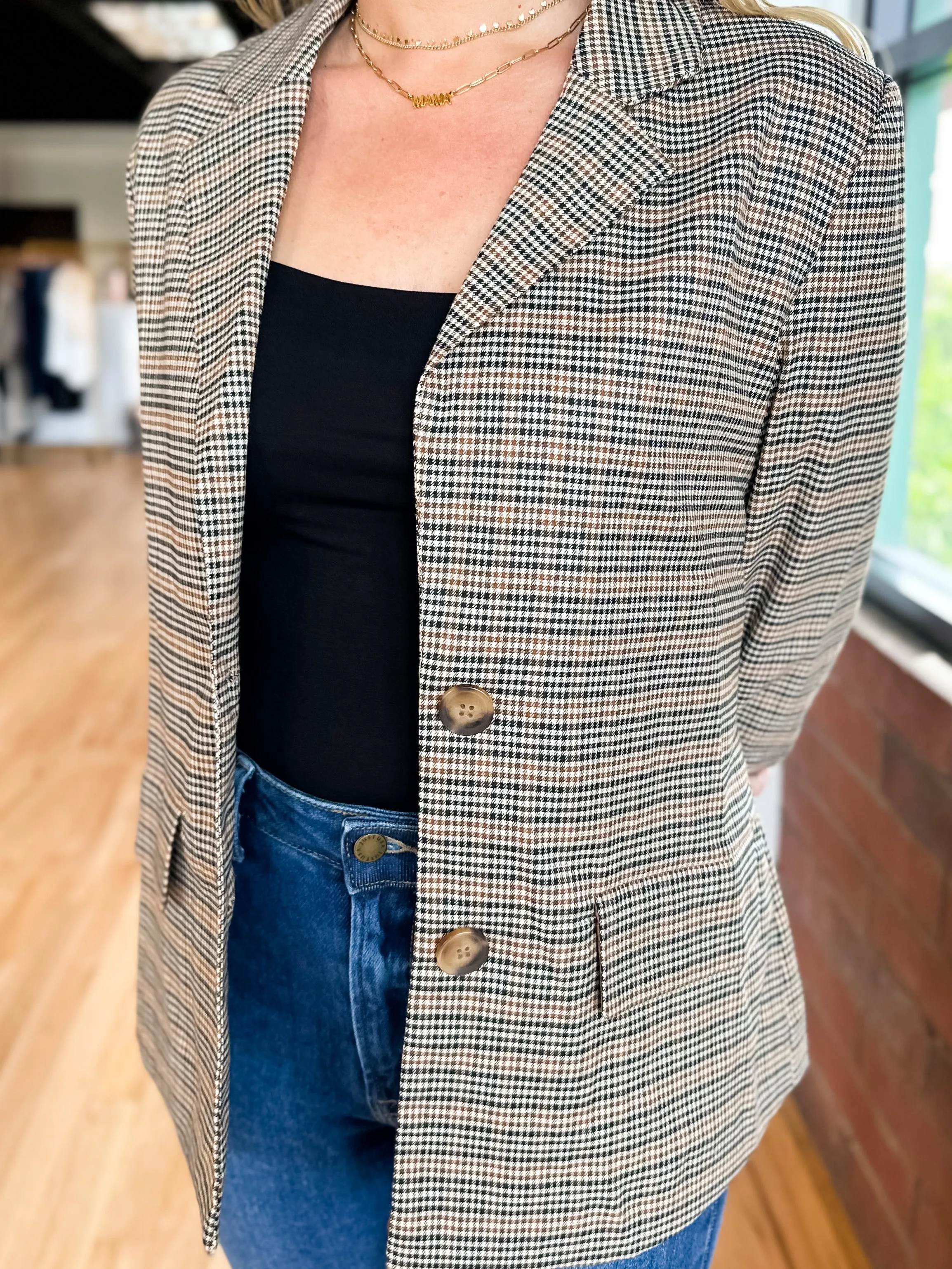 Glen Check Plaid Blazer