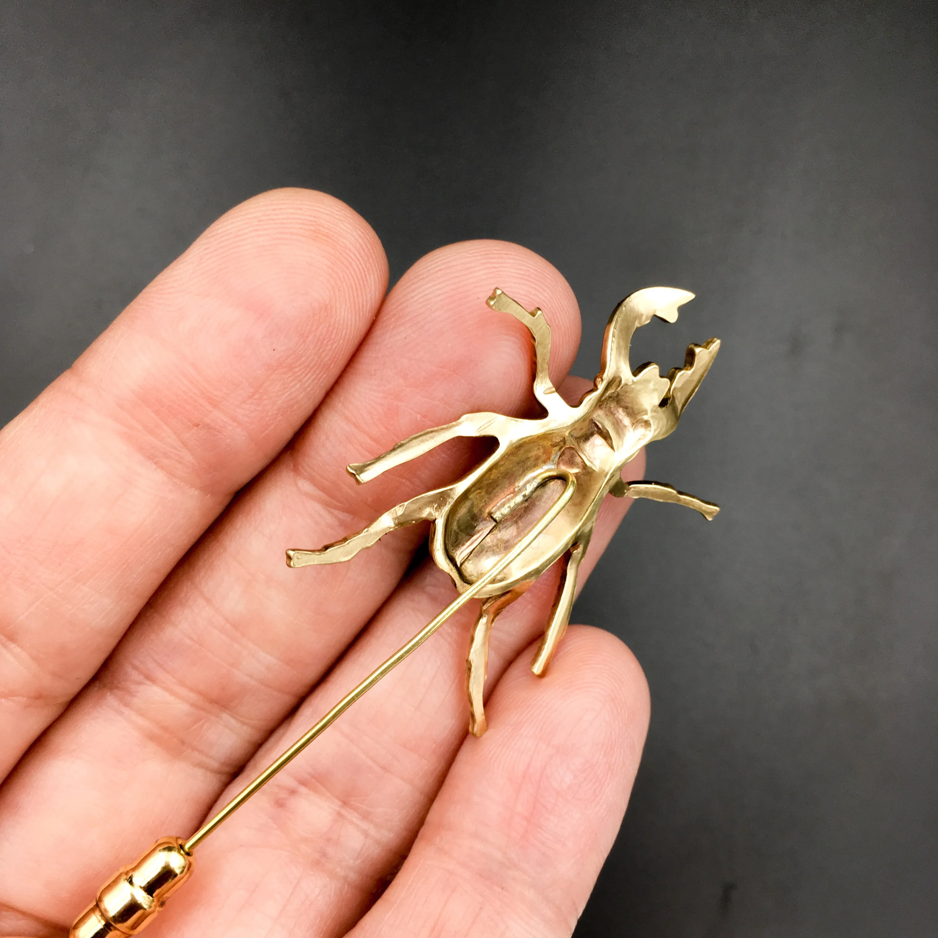 Gold Stag Beetle Insect Stick Pin -- Perfect Gift for Groom or Groomsmen