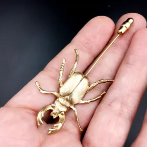 Gold Stag Beetle Insect Stick Pin -- Perfect Gift for Groom or Groomsmen