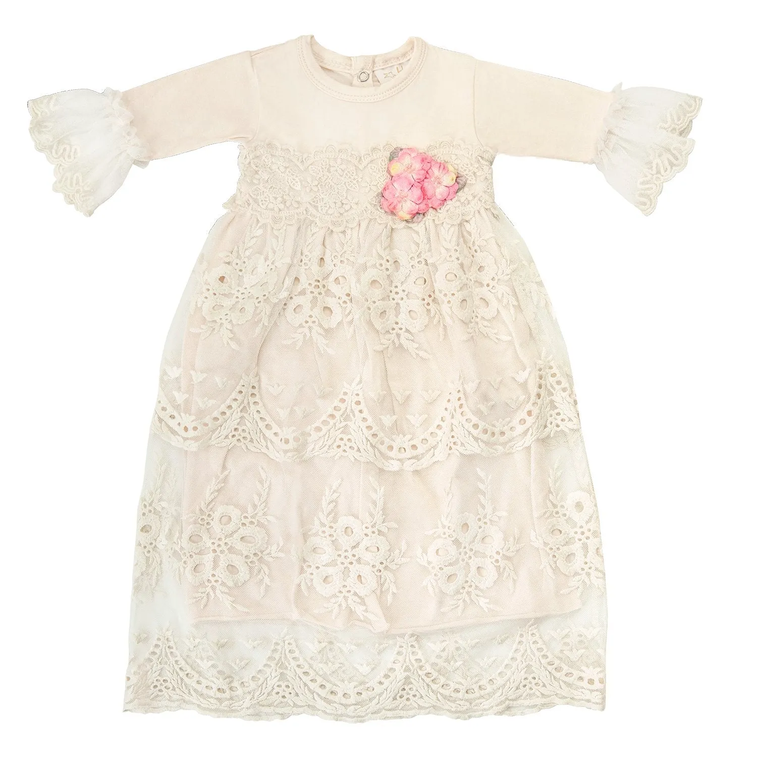 Haute Baby Girl Peach Blush Baby Gown